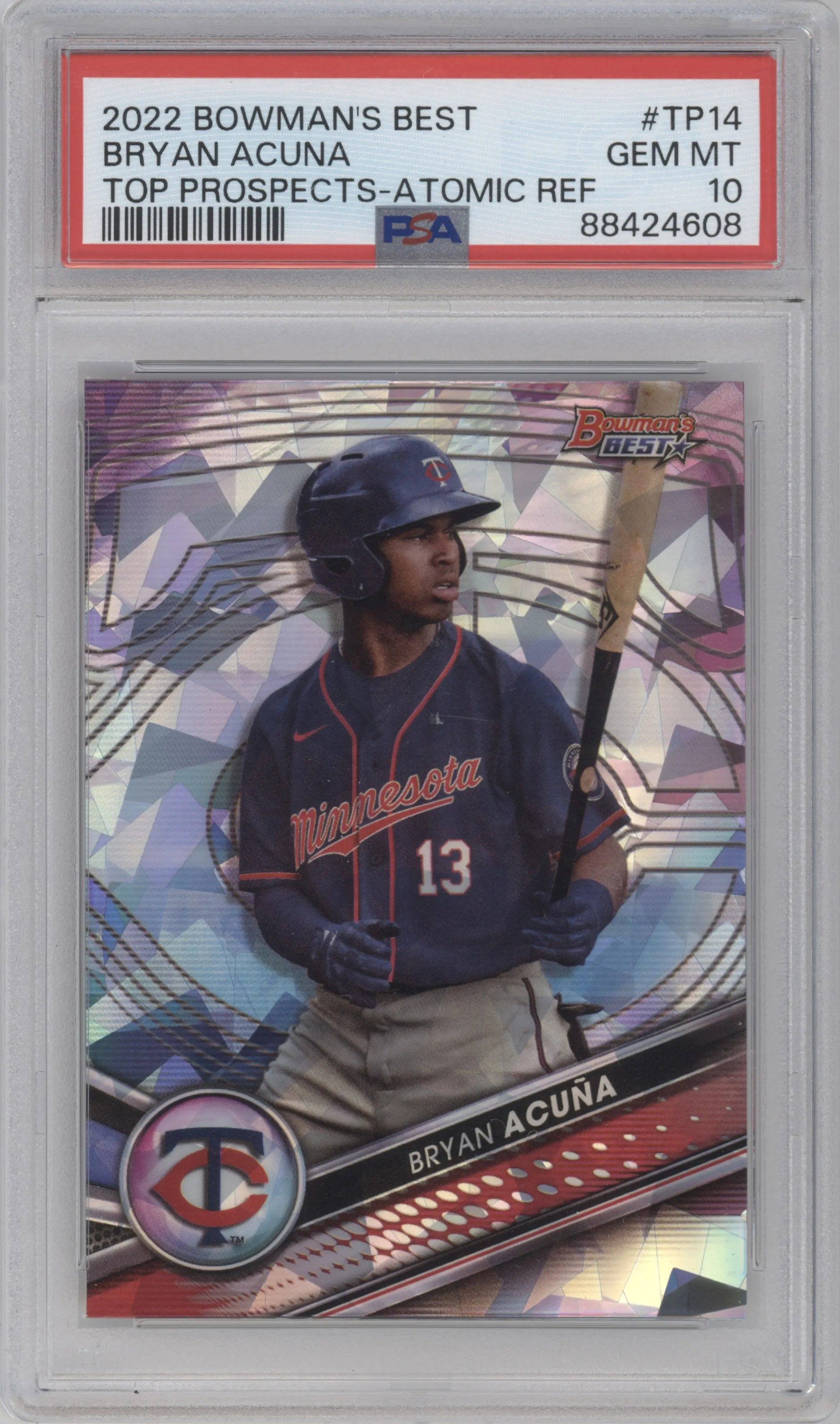 2022 Bowman’s Best Top Prospects Bryan Acuna Atomic Refractor #TP-14 PSA 10