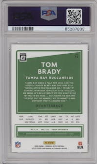 Tom Brady from the 2020 Panini Donruss Optic set graded by PSA and given an overall grade of 10.