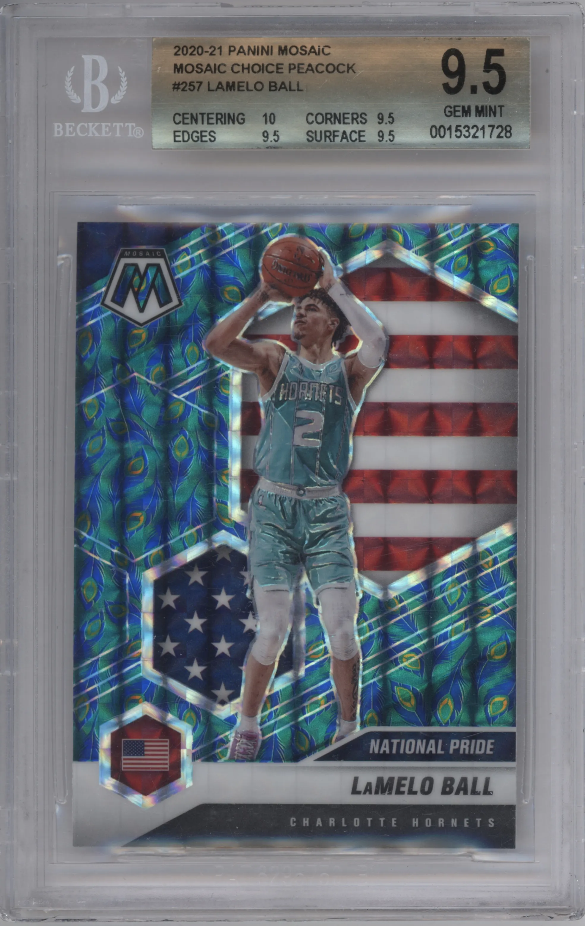 2020 Panini Mosaic LaMelo Ball Choice Peacock BGS 9.5