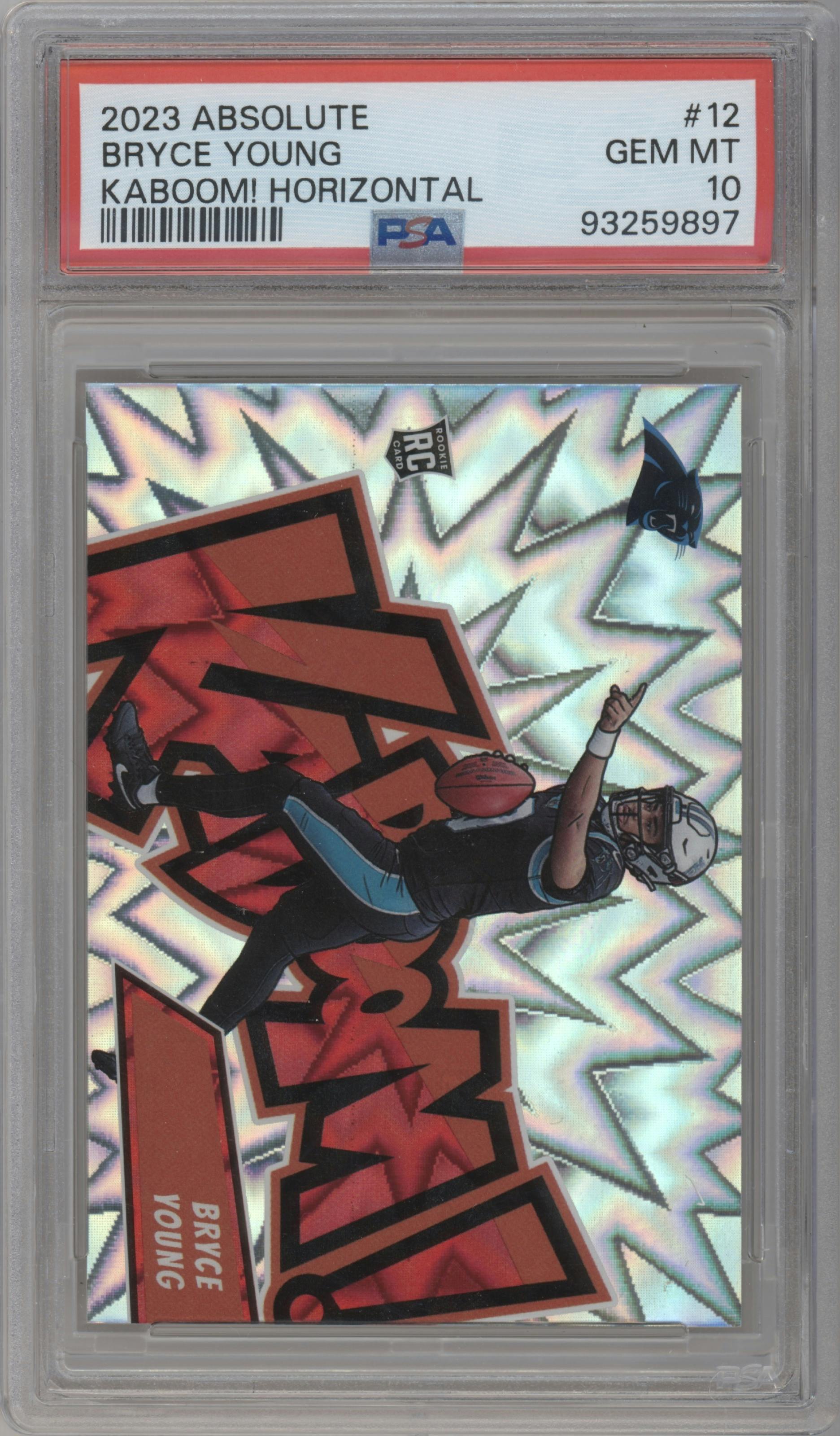 Bryce Young from the 2023 Panini Absolute set graded by PSA and given an overall grade of 10.