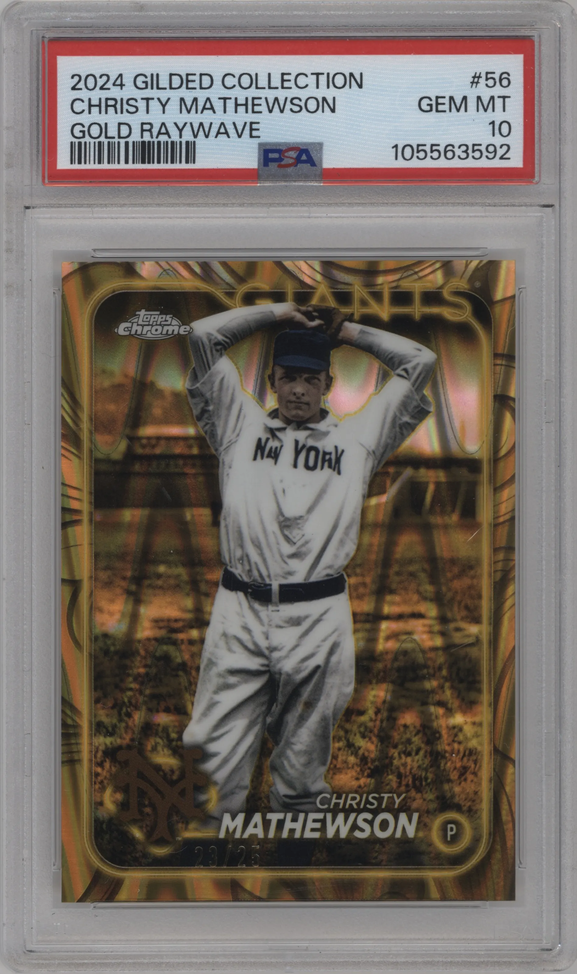 2024 Topps Gilded Collection Christy Mathewson Gold RayWave Refractor #56 PSA 10