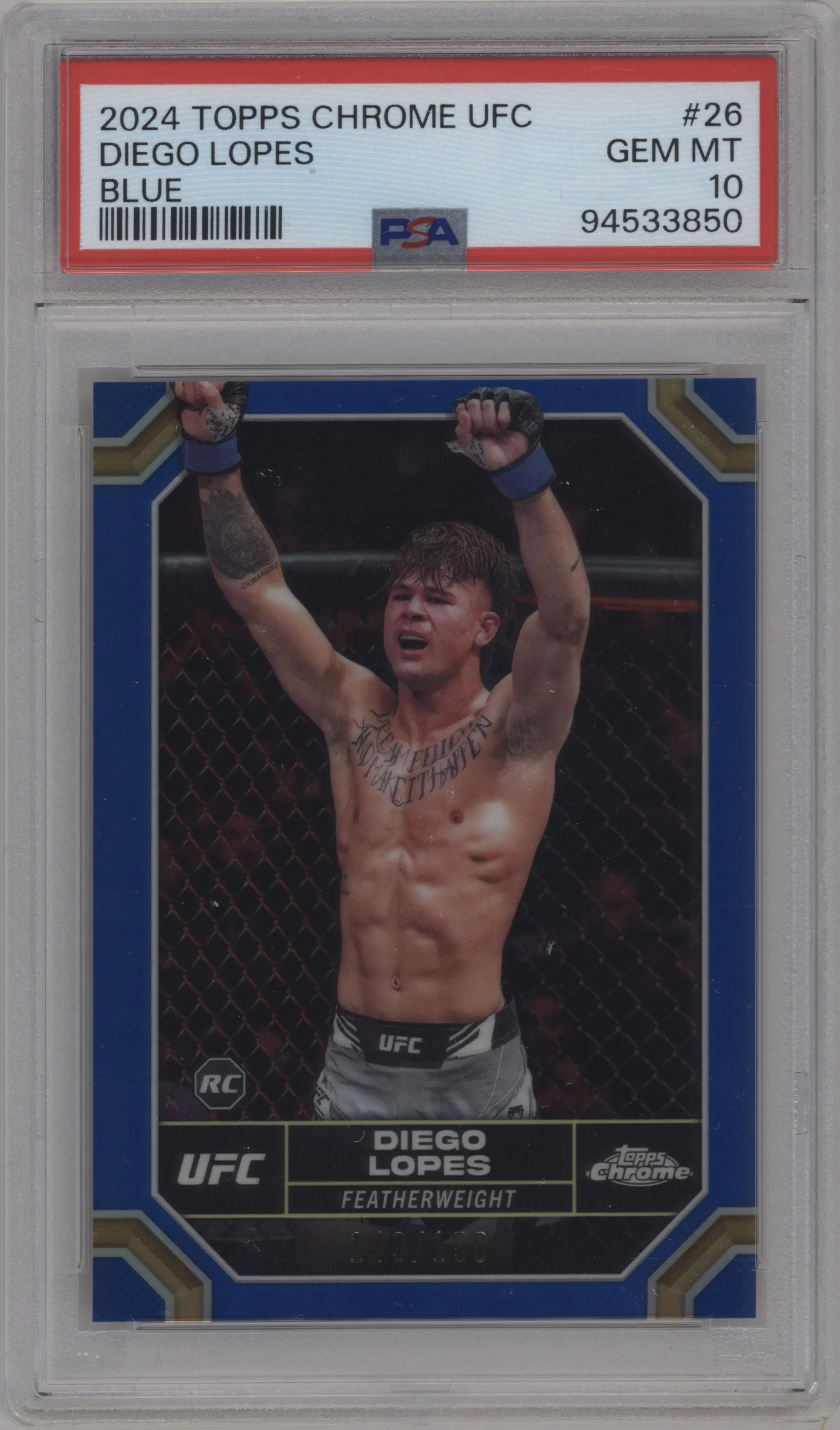 2024 Topps Chrome UFC Diego Lopes Blue Refractor #26 PSA 10