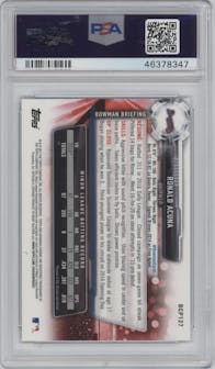 Ronald Acuna from the 2017 Bowman set graded by PSA and given an overall grade of 9.