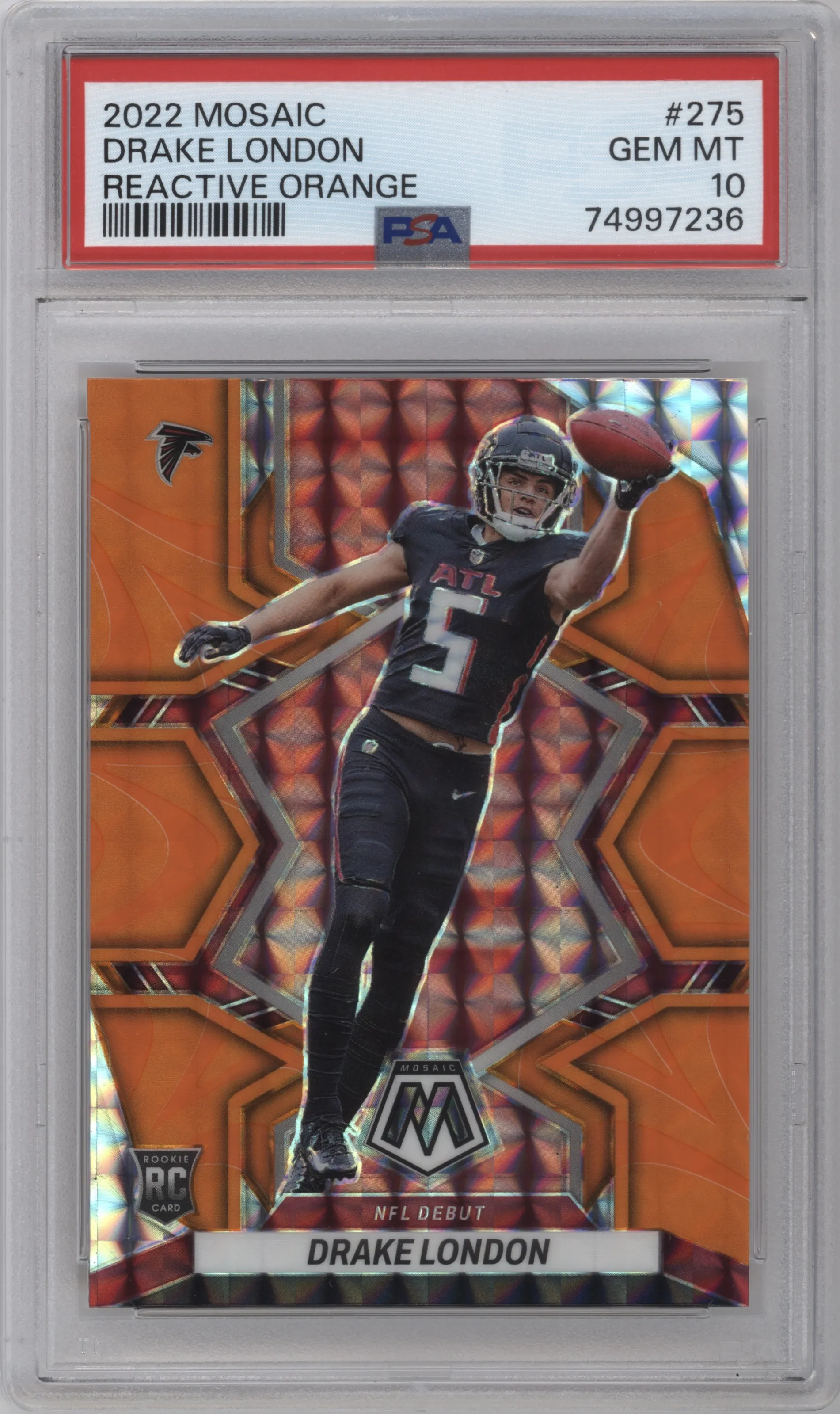 2022 Panini Mosaic Drake London Reactive Orange PSA 10