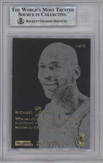 Michael Jordan from the 1995-96 Skybox E-XL set graded by Beckett and given an overall grade of 9.