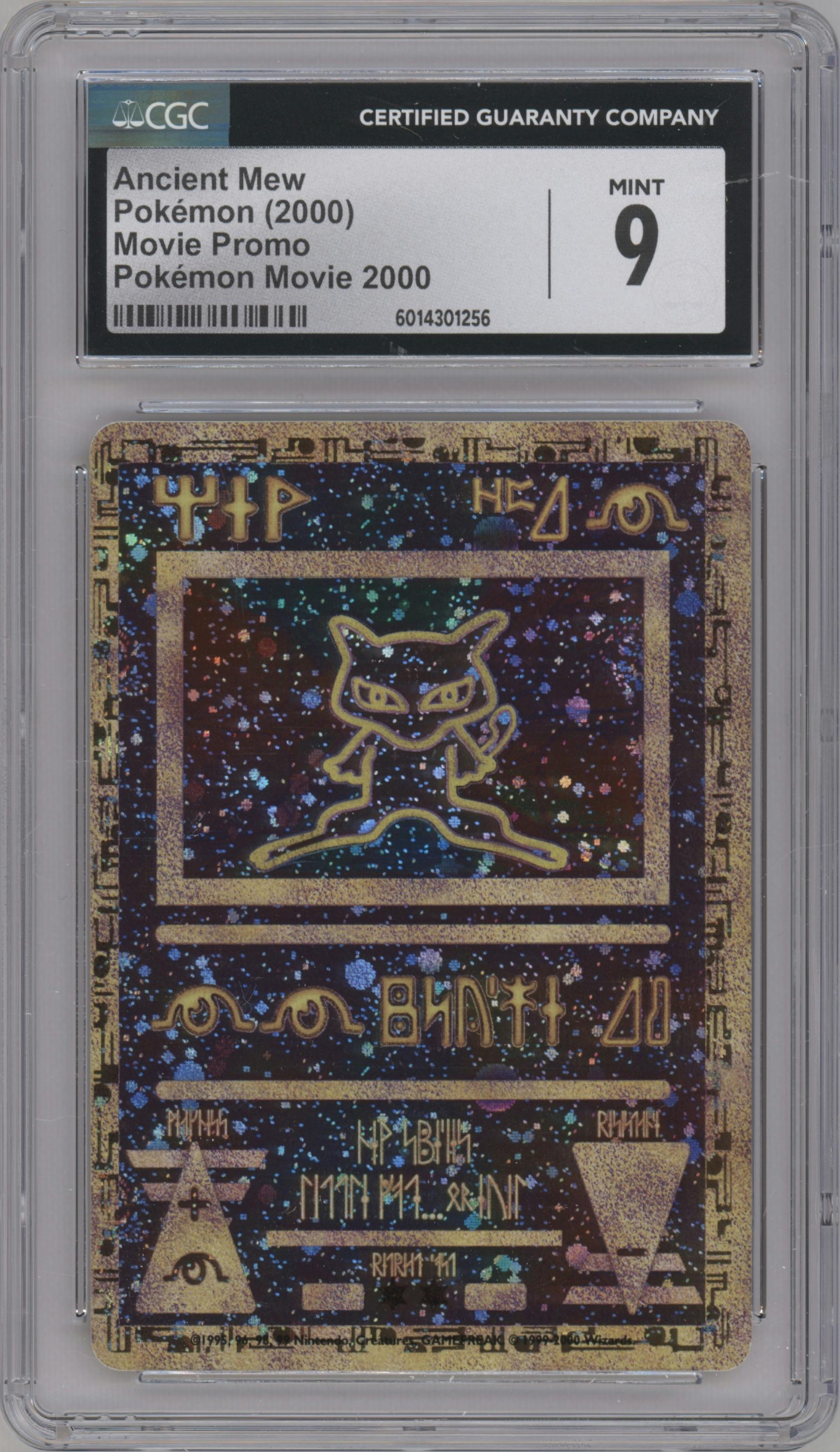 Ancient Mew from the 2000 Pokemon set graded by CSG and given an overall grade of 9.