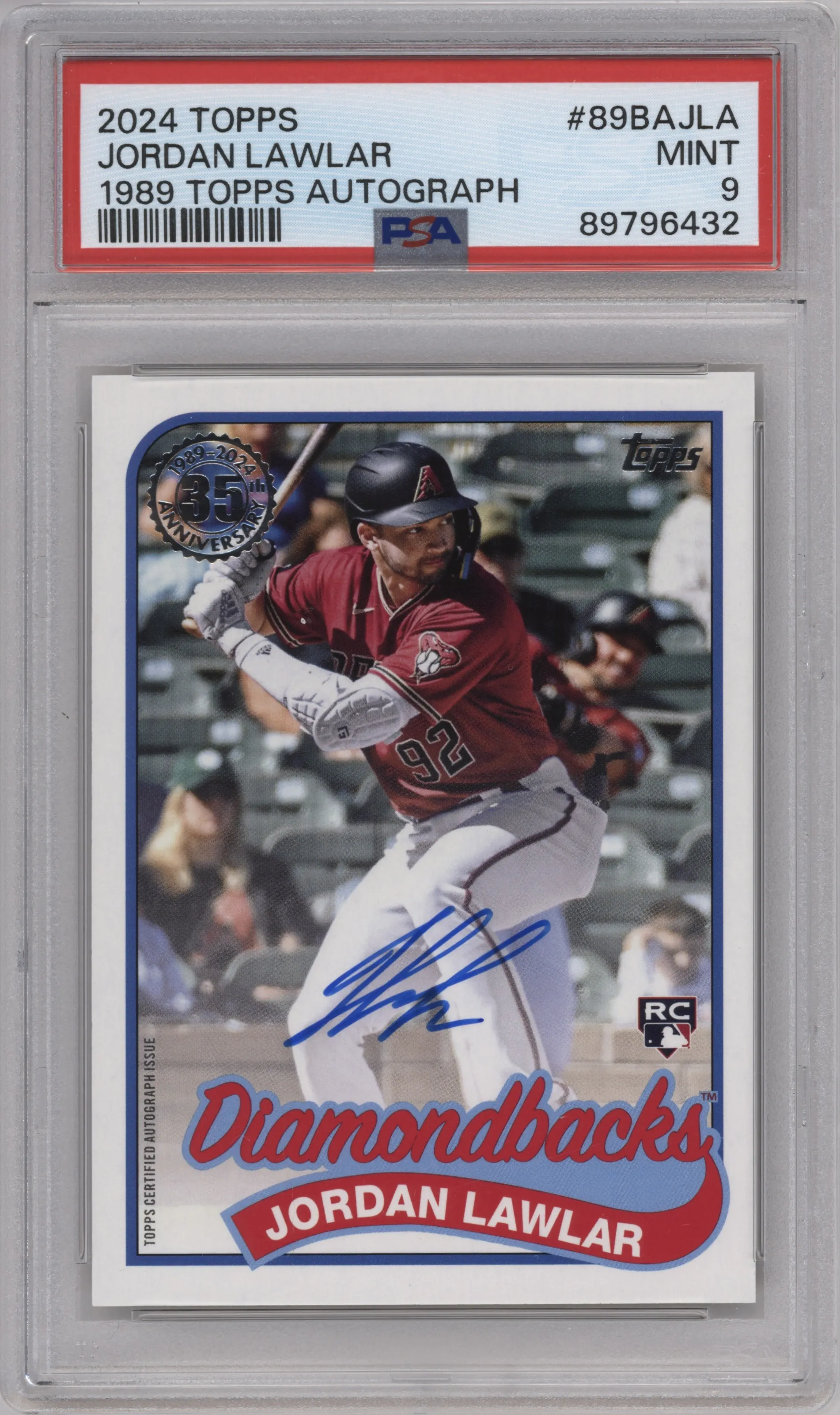 2024 Topps 1989 35th Anniv.Auto Jordan Lawlar #89BA-JLA PSA 9