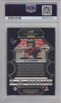 C.J. Stroud from the 2023 Panini Mosaic set graded by PSA and given an overall grade of 10.