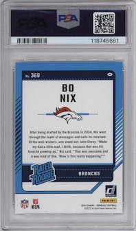 Bo Nix from the 2024 Donruss set graded by PSA and given an overall grade of 9.