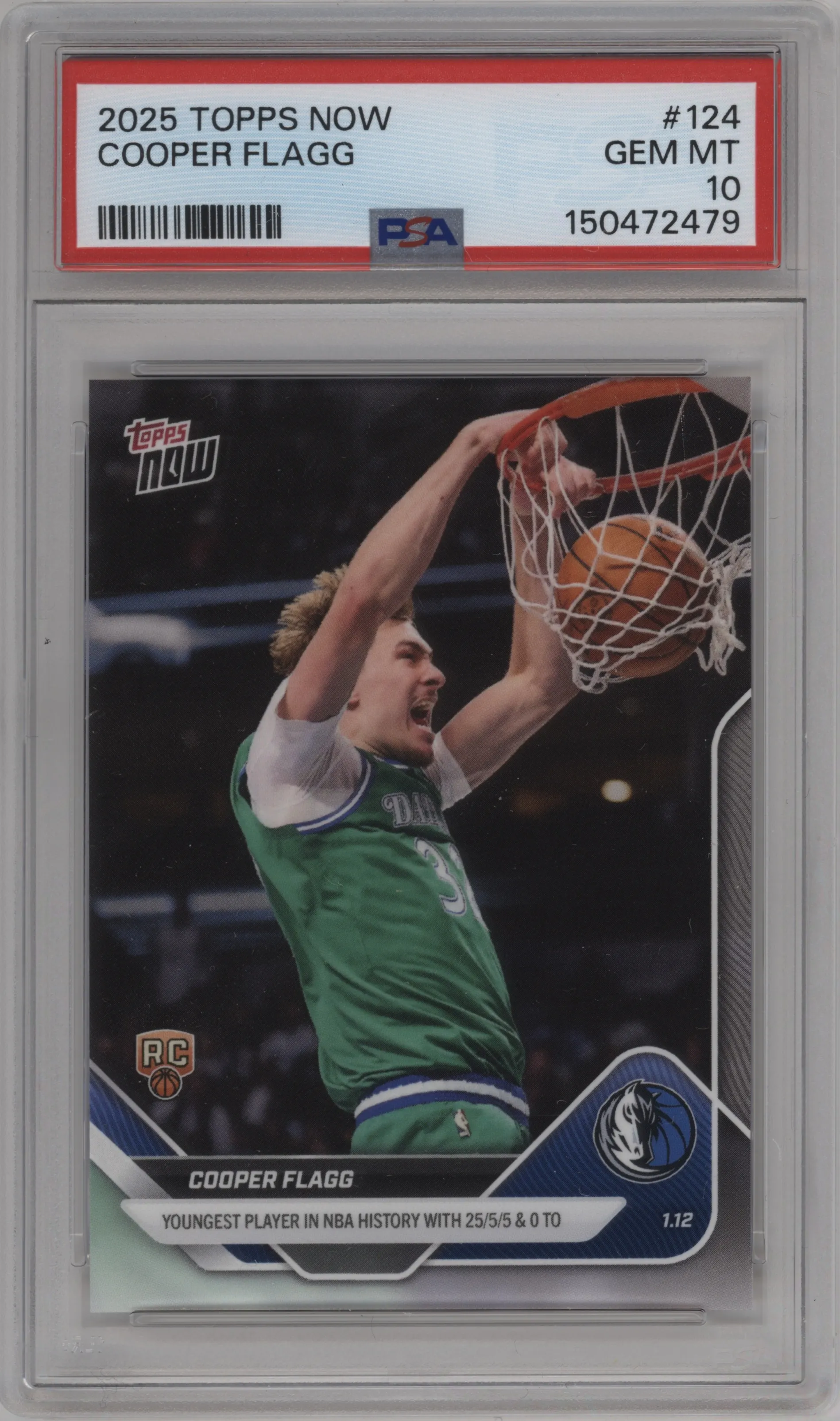 2025 Topps Now Cooper Flagg #124 PSA 10