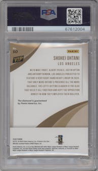 Shohei Ohtani from the 2022 Panini National Convention VIP Gems Black Box set featuring a Holo Silver parallel graded by PSA and given an overall grade of 9.