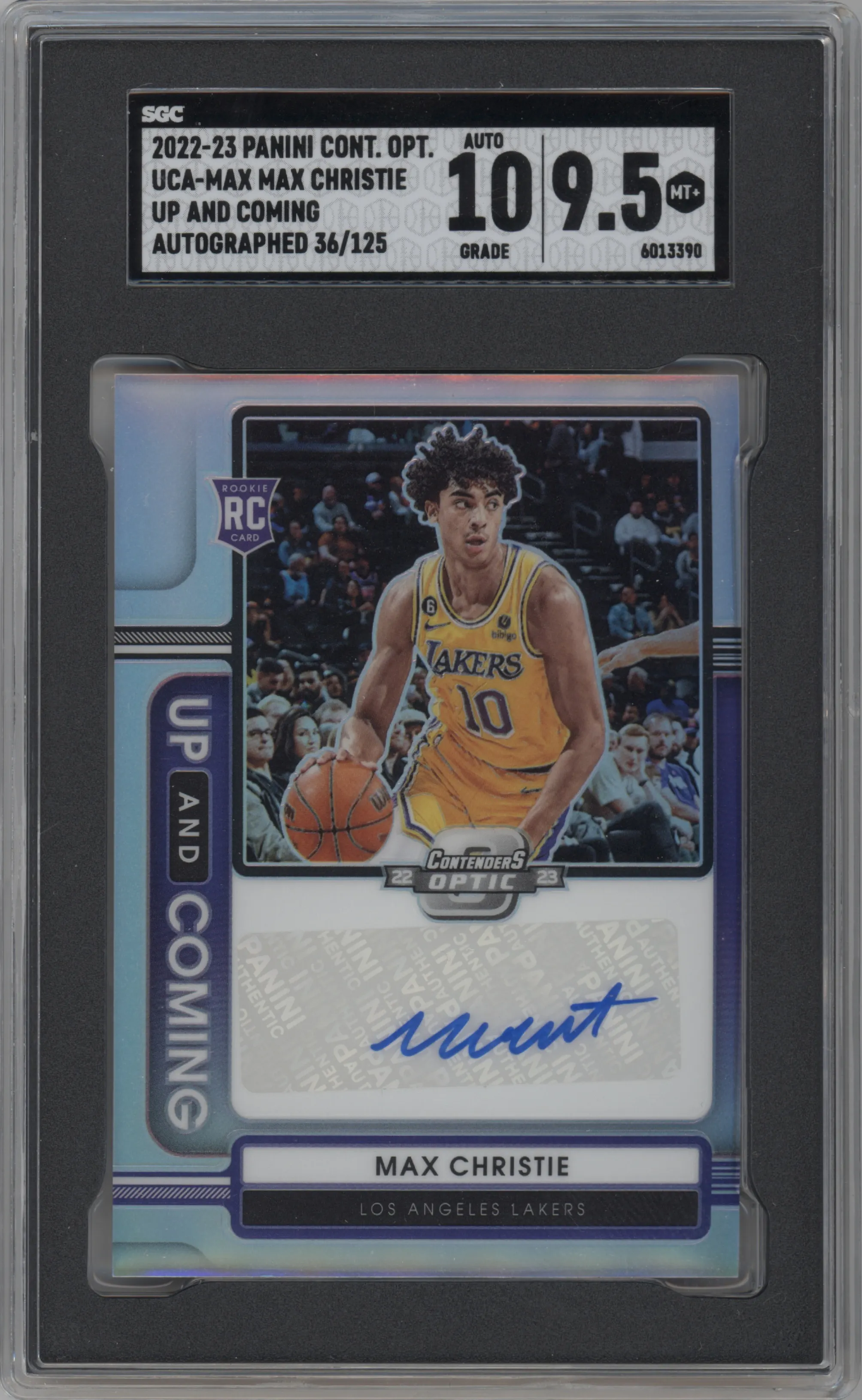 2022 Panini Contenders Optic Up and Coming Auto Max Christie SGC 9.5