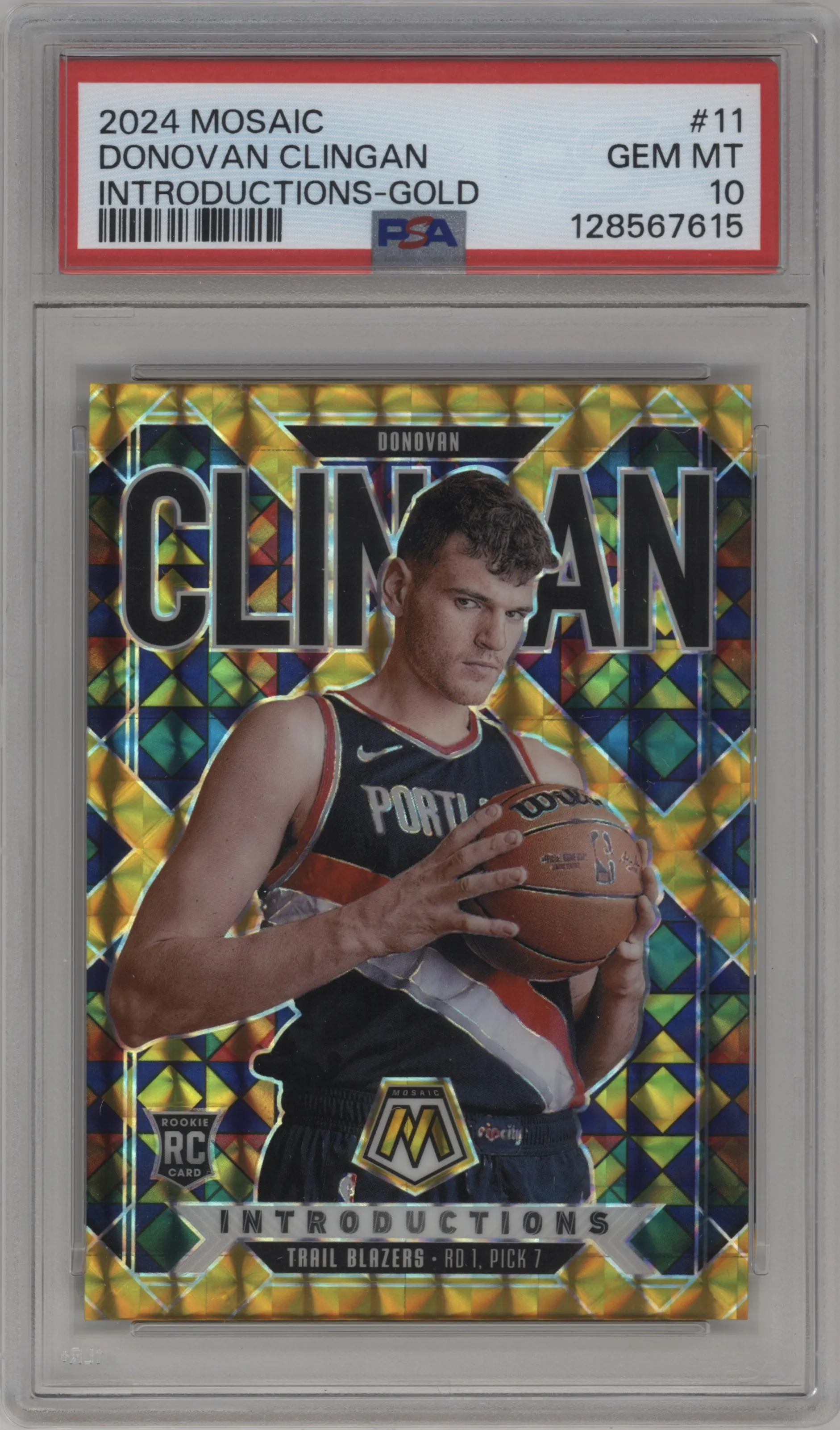 2024 Panini Mosaic Introductions Donovan Clingan Mosaic Gold #11 PSA 10