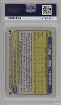 Aaron Judge from the 2017 Topps Chrome set graded by PSA and given an overall grade of 10.