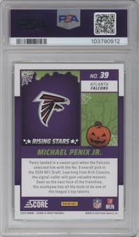 Michael Penix Jr. from the 2024 Score-a-Treat set featuring a Bats parallel graded by PSA and given an overall grade of 10.