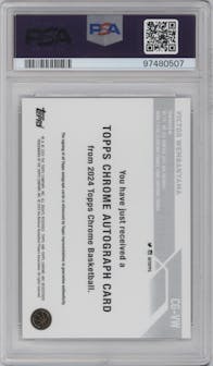 Victor Wembanyama from the 2023-24 Topps Chrome set graded by PSA and given an overall grade of 10.