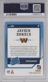 Jayden Daniels from the 2024 Donruss set graded by PSA and given an overall grade of 10.
