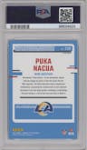 Puka Nacua from the 2023 Donruss Optic set featuring a Stars parallel graded by PSA and given an overall grade of 10.