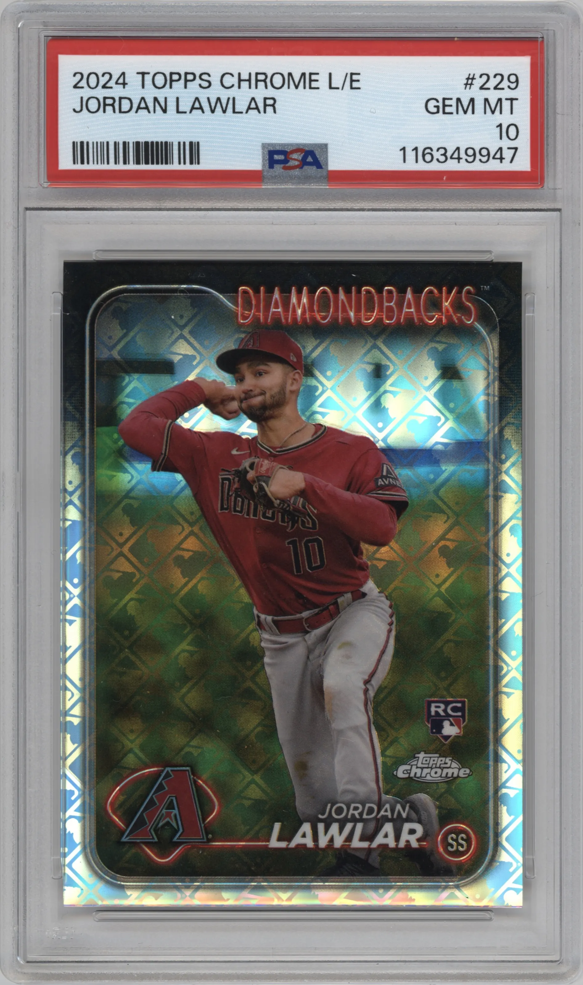 2024 Topps Chrome Logofractor Jordan Lawlar PSA 10