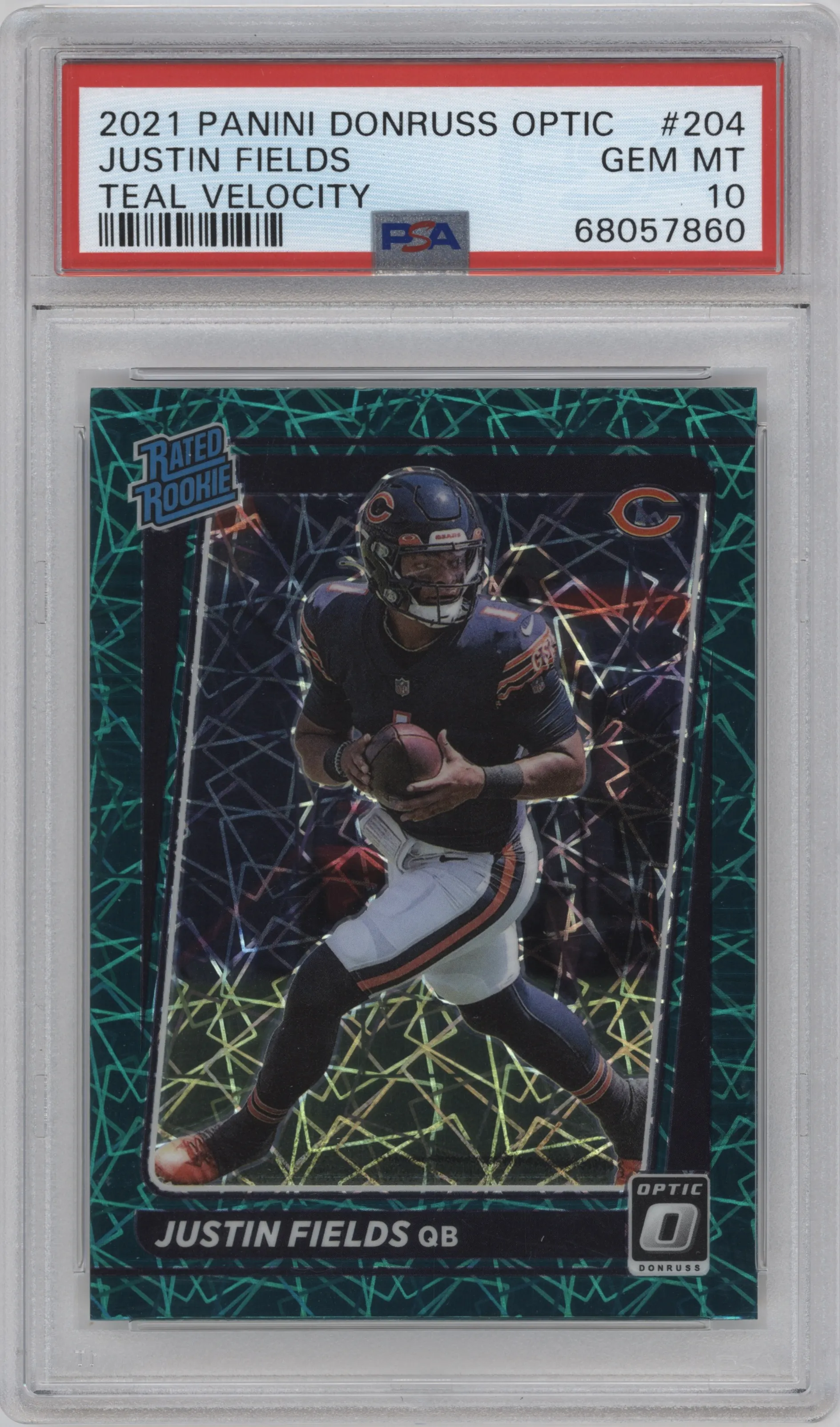 2021 Panini Donruss Optic Rated Rookie Justin Fields Teal Velocity PSA 10