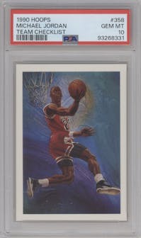Michael Jordan from the 1990-91 NBA Hoops set graded by PSA and given an overall grade of 10.