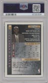 Kevin Garnett from the 1995-96 Topps Finest set featuring a W/ Coating parallel graded by PSA and given an overall grade of 8.