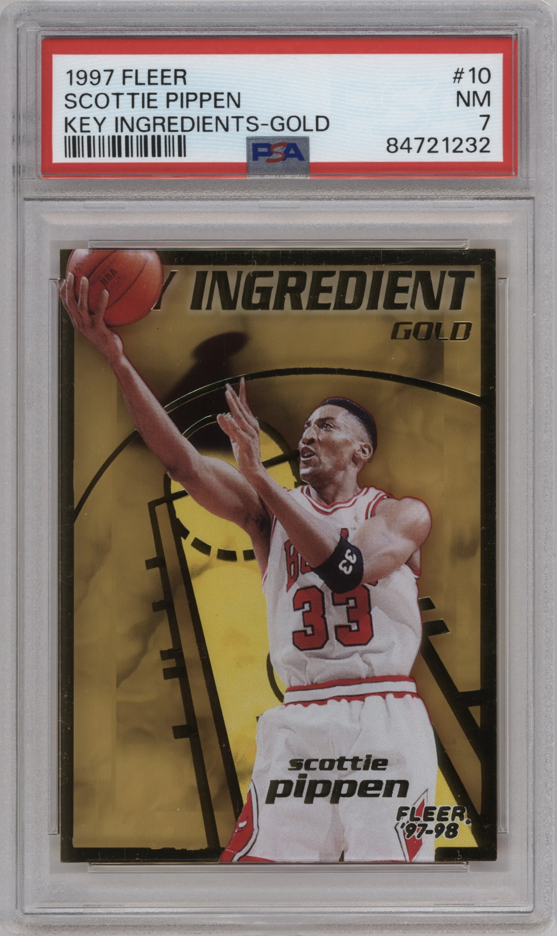 1997 Fleer Key Ingredient Scottie Pippen Gold #10 PSA 7