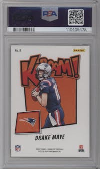 Drake Maye from the 2024 Panini Absolute set graded by PSA and given an overall grade of 9.