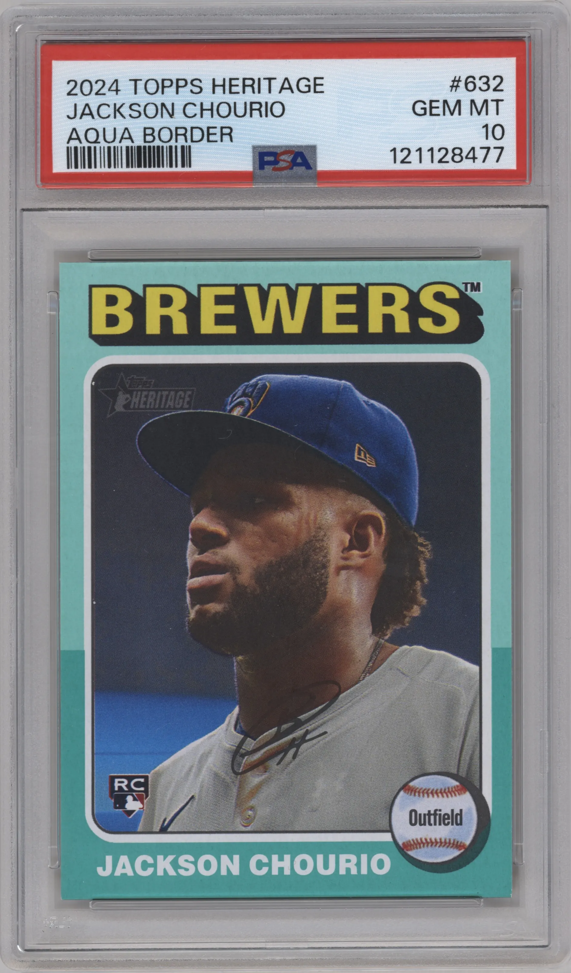 2024 Topps Heritage Jackson Chourio Aqua Border #632 PSA 10