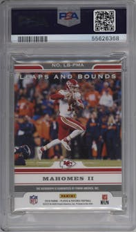 Patrick Mahomes II from the 2019 Panini Plates & Patches set graded by PSA and given an overall grade of 9.