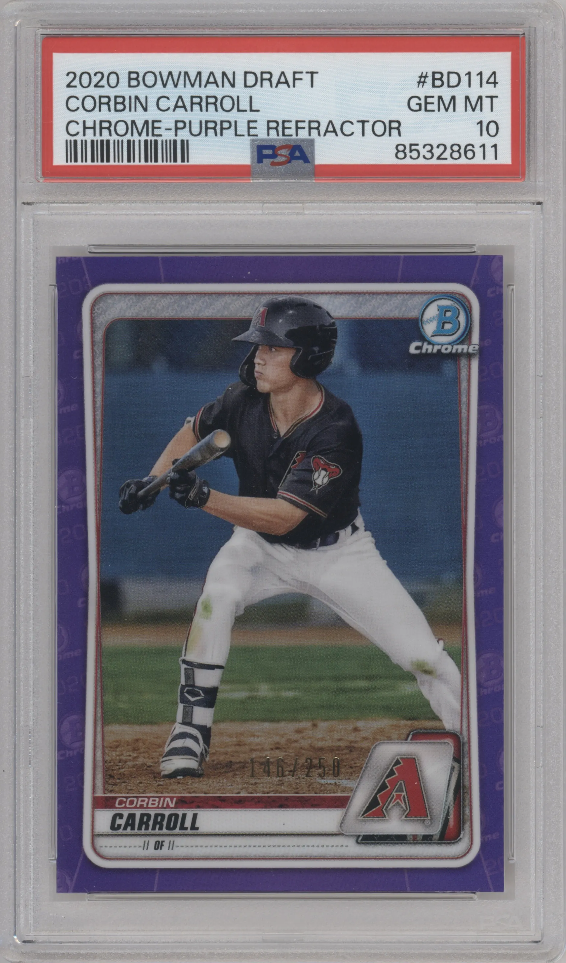 2020 Bowman Draft Chrome Corbin Carroll Purple Refractor PSA 10