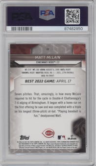 Matt McClain from the 2023 Bowman's Best set graded by PSA and given an overall grade of 9.