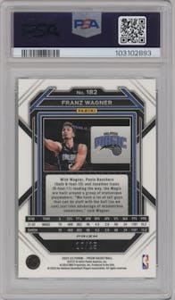 Franz Wagner from the 2022-23 Panini Prizm  set featuring a Green Pulsar parallel graded by PSA and given an overall grade of 10.