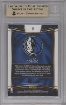 Luka Doncic from the 2018-19 Panini Select  set graded by Beckett and given an overall grade of 9.5.