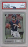 C.J. Stroud from the 2023 Panini Prizm set featuring a Silver Prizm parallel graded by PSA and given an overall grade of 10.