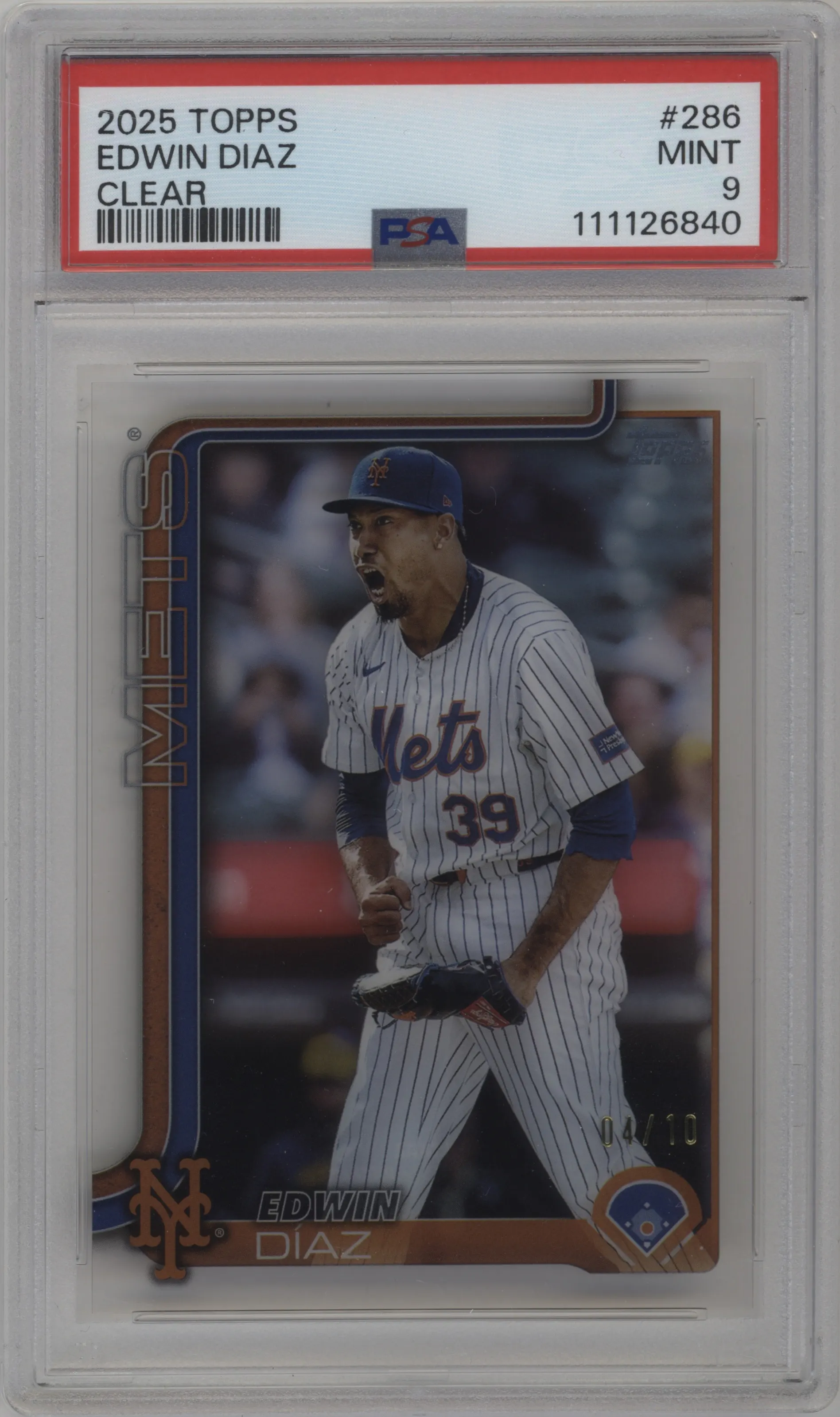 2025 Topps Edwin Diaz Clear #286 PSA 9