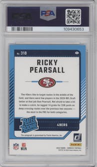 Ricky Pearsall from the 2024 Donruss set featuring a Black parallel graded by PSA and given an overall grade of 9.