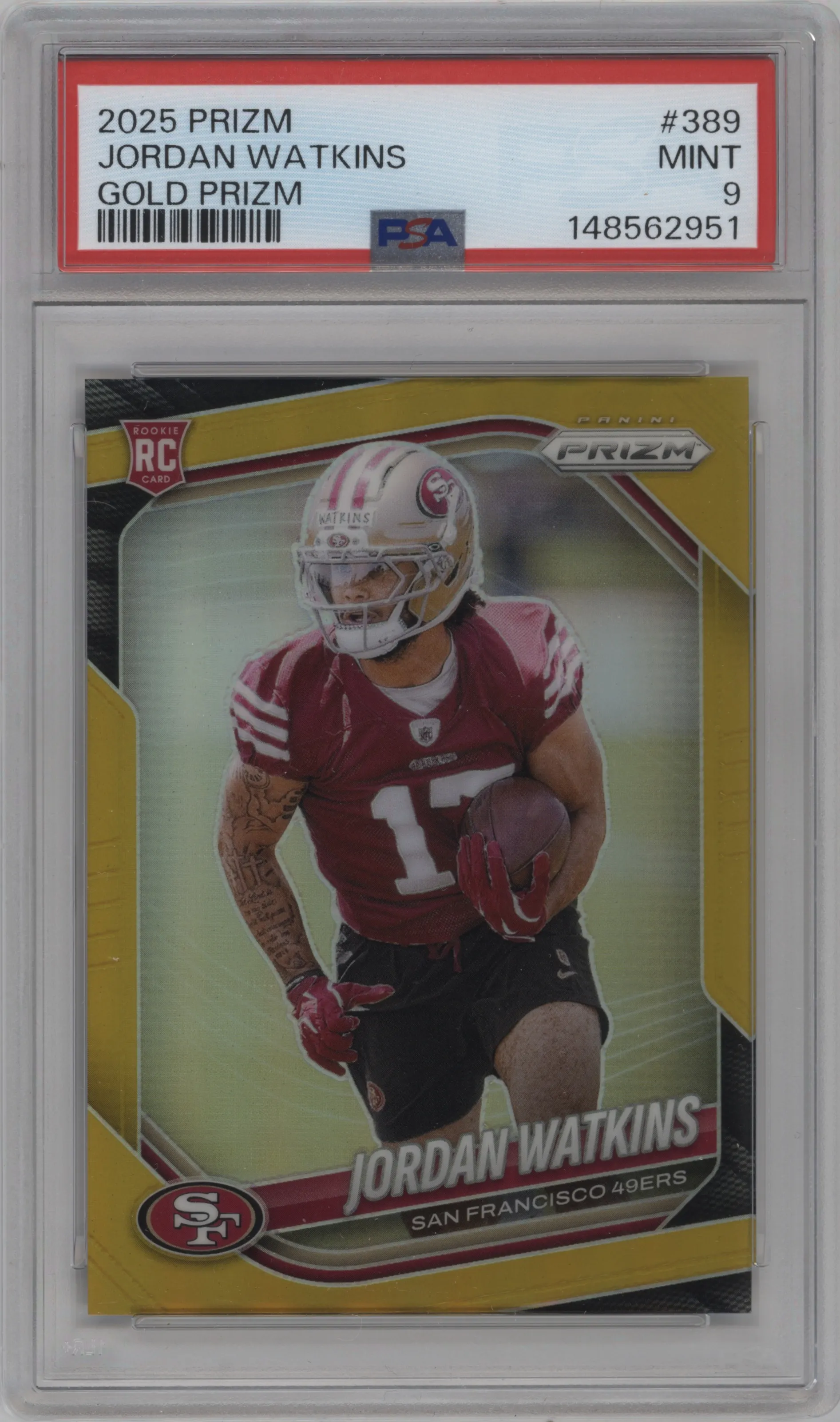 2025 Panini Prizm Jordan Watkins Gold Prizm PSA 9