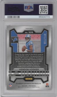 Hendon Hooker from the 2023 Panini Prizm set featuring a Red Wave parallel graded by PSA and given an overall grade of 10.