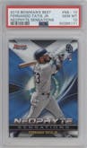 Fernando Tatis Jr. from the 2019 Bowman’s Best set graded by PSA and given an overall grade of 10.