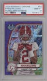 Ryan Williams from the 2024 Bowman University Chrome set featuring a Purple Mini-Diamond Refractor parallel graded by PSA and given an overall grade of 10.