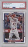 Mike Trout from the 2024 Bowman set graded by PSA and given an overall grade of 10.
