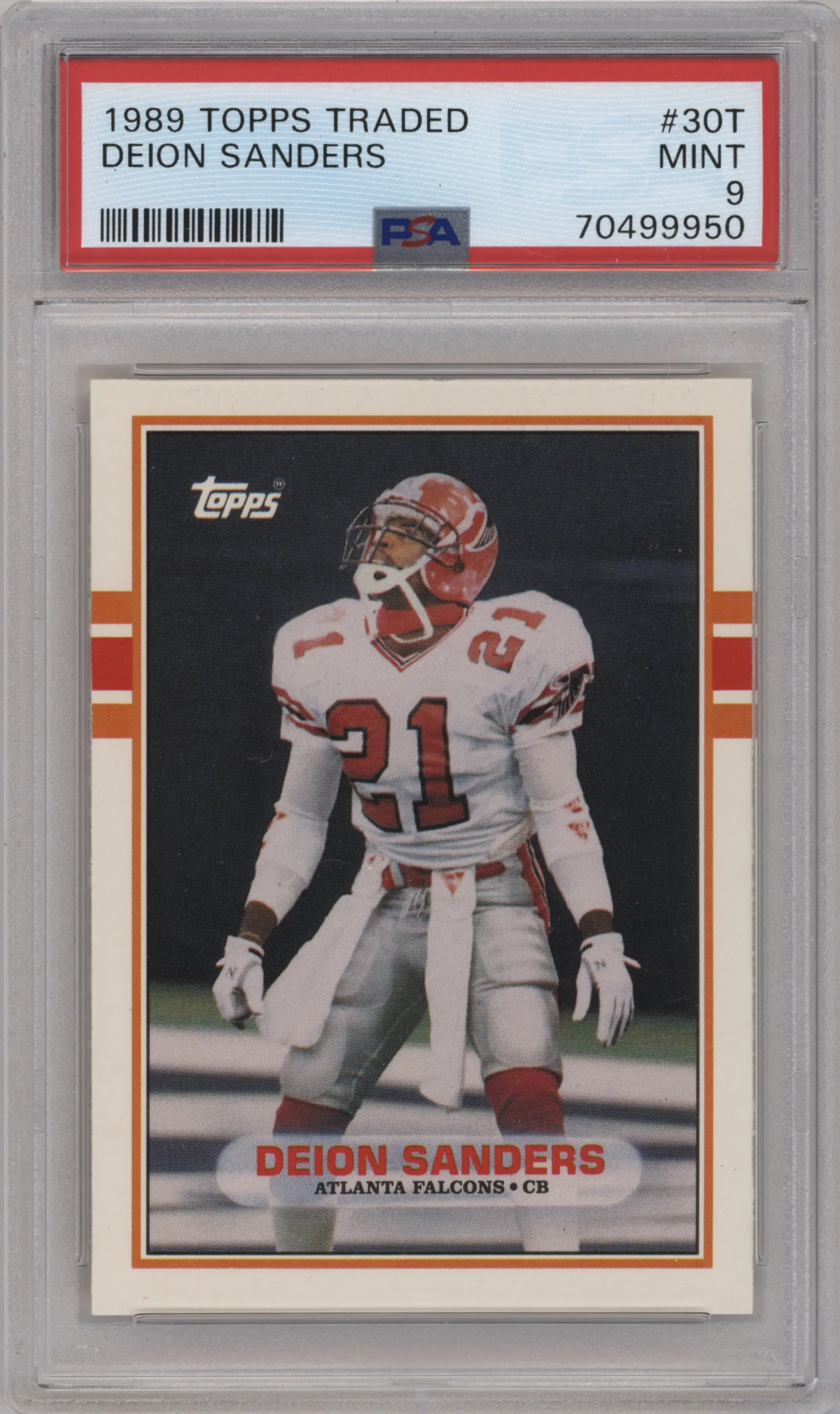 1989 Topps Traded Deion Sanders PSA 9