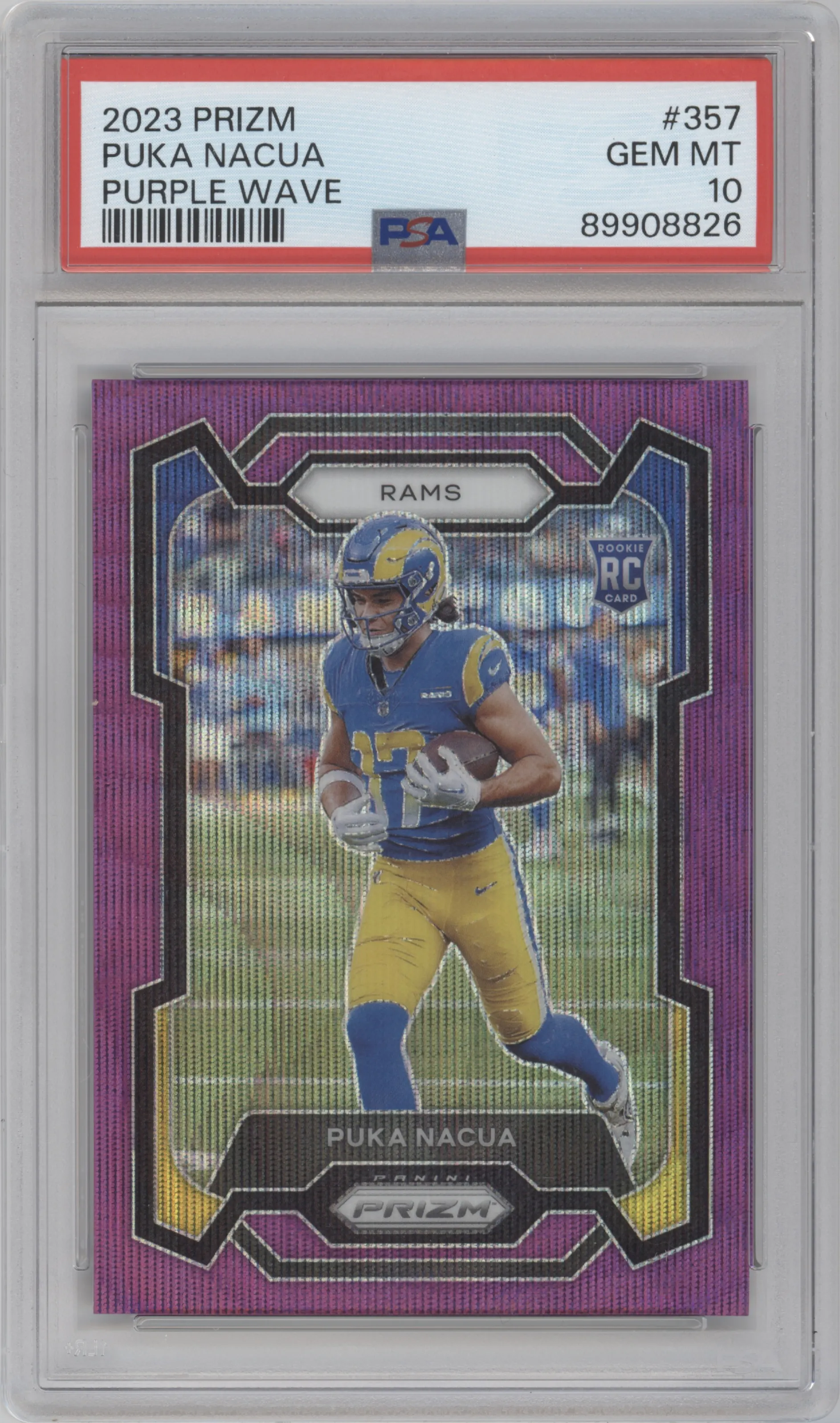 2023 Panini Prizm Puka Nacua Purple Wave #357 PSA 10