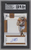 Jonathon Brooks from the 2024 Panini National Treasures Collegiate set featuring a Blue parallel graded by SGC and given an overall grade of 9.5.