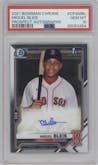 Miguel Bleis from the 2021 Bowman Chrome set graded by PSA and given an overall grade of 10.
