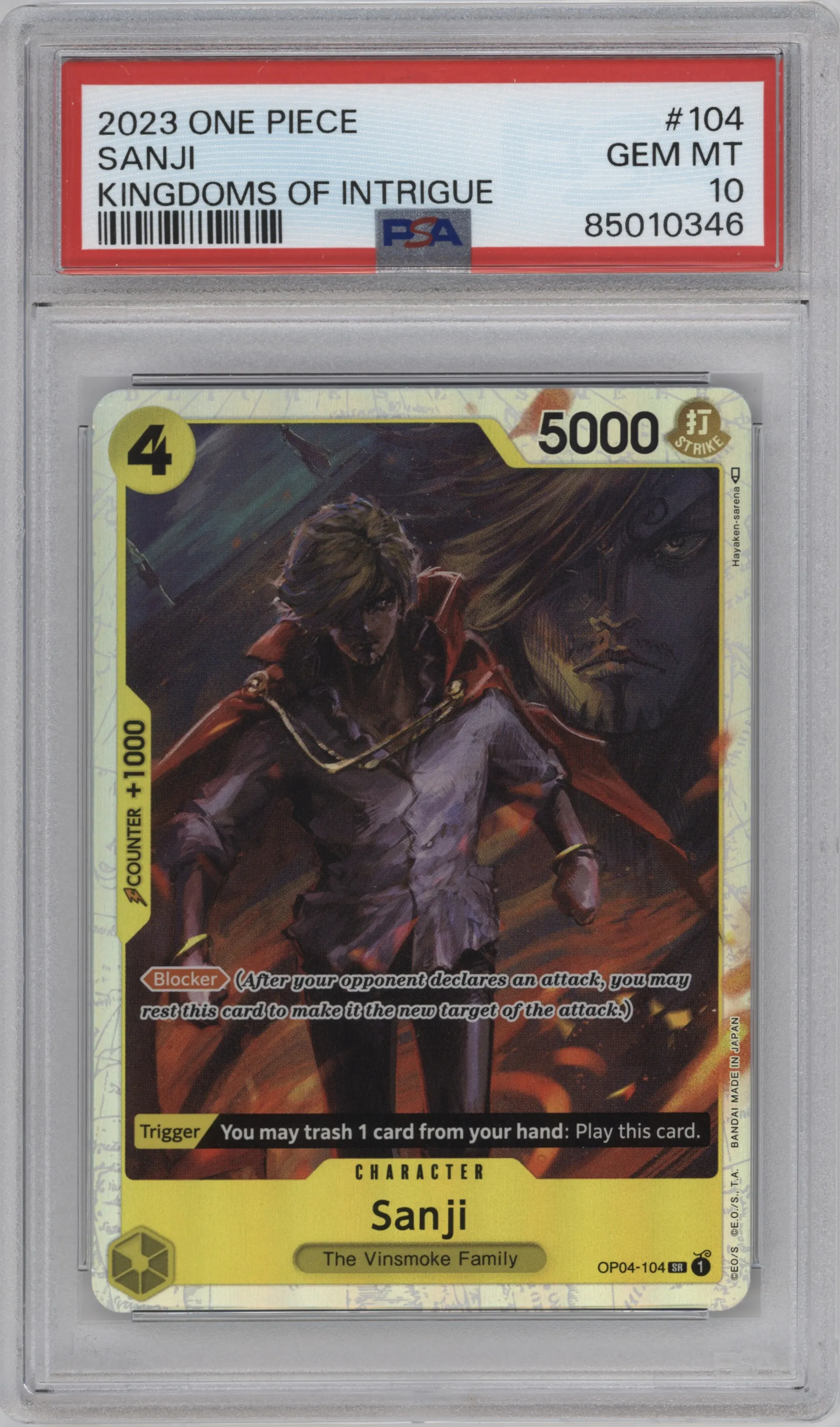 2023 One Piece Kingdoms of Intrigue Sanji PSA 10