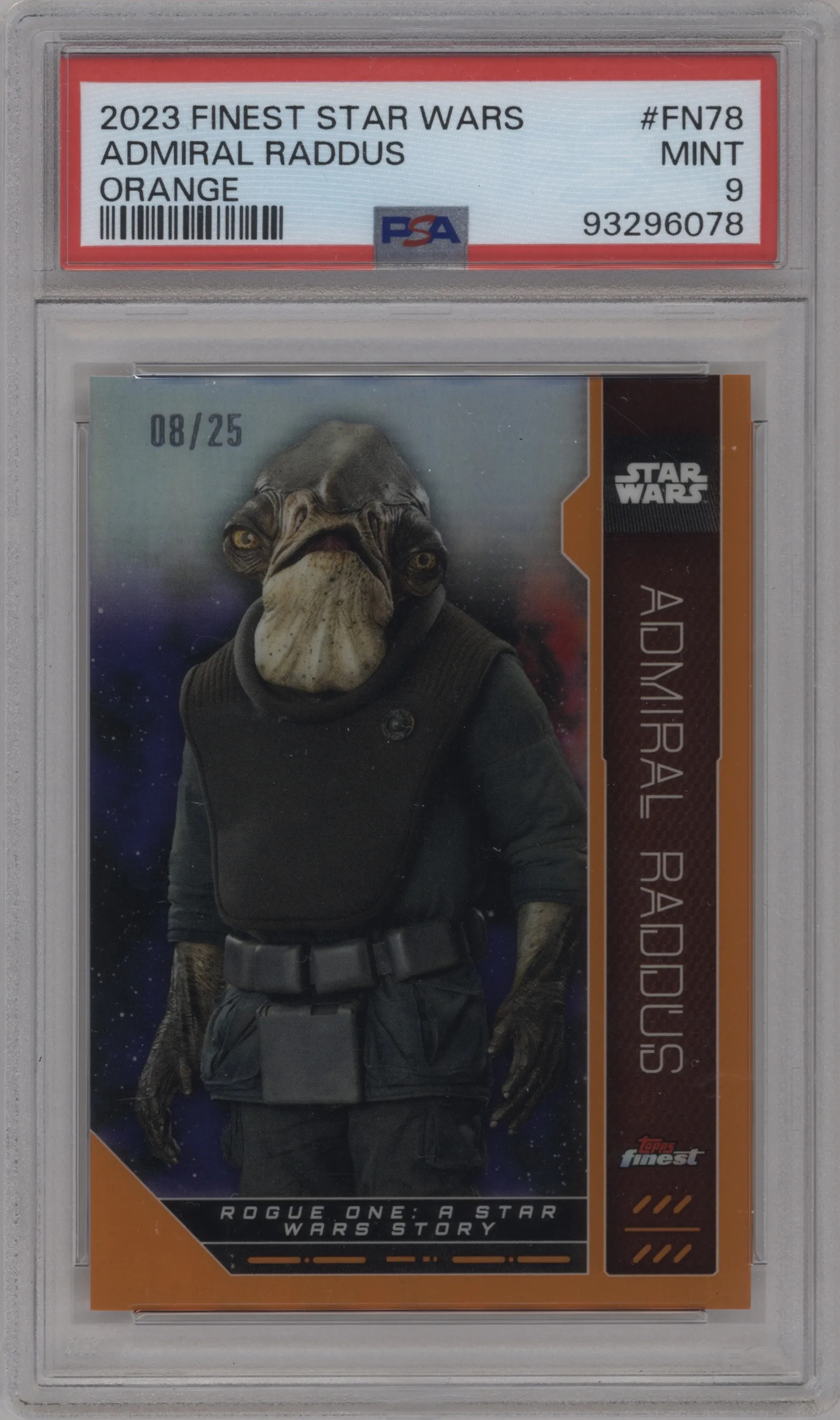 2023 Topps Finest Star Wars Admiral Raddus Orange PSA 9