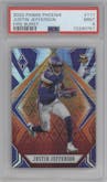 Justin Jefferson from the 2020 Panini Phoenix set featuring a Fire Burst parallel graded by PSA and given an overall grade of 9.