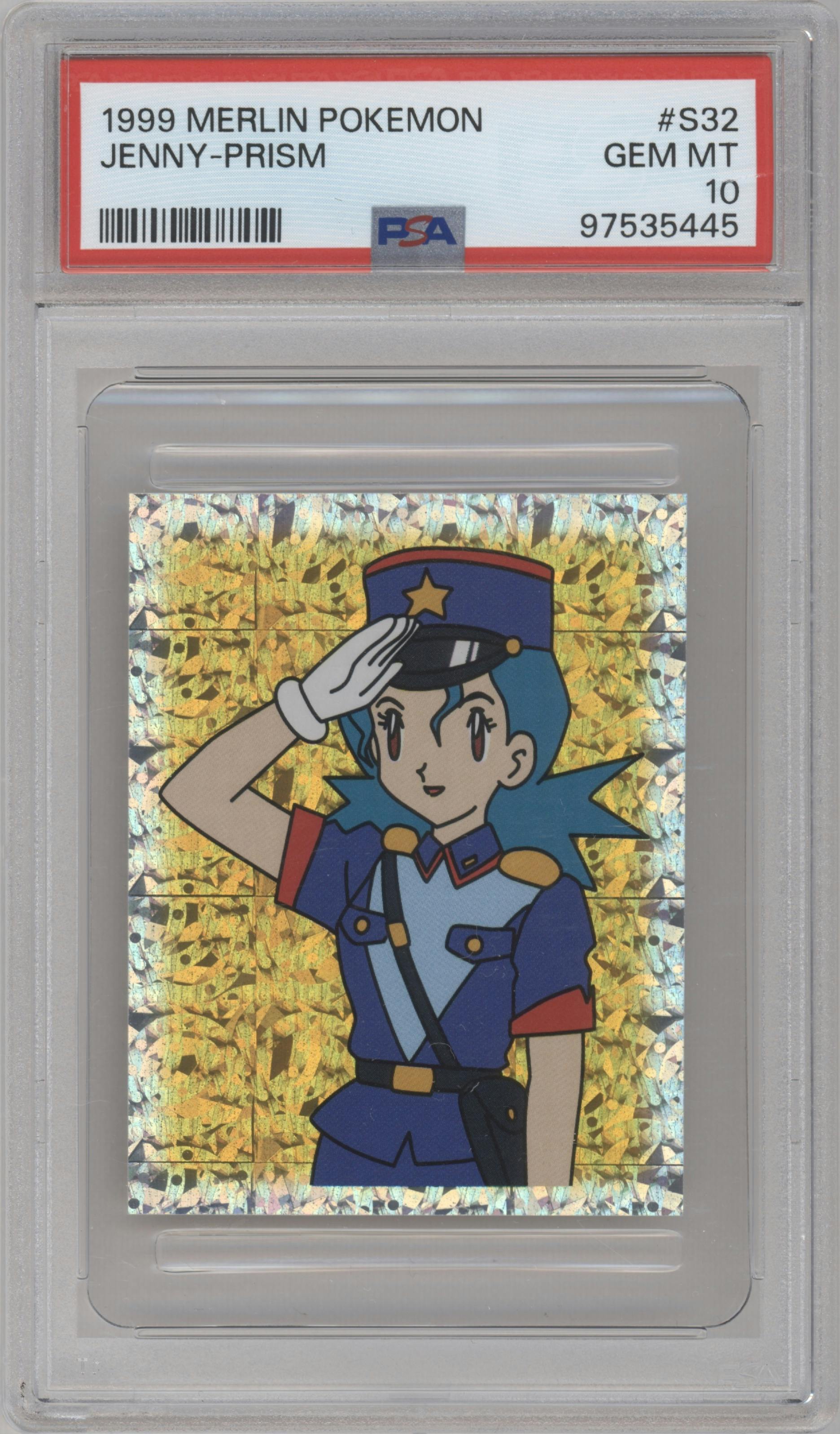 Jenny from the 1999 Pokemon Merlin set graded by PSA and given an overall grade of 10.